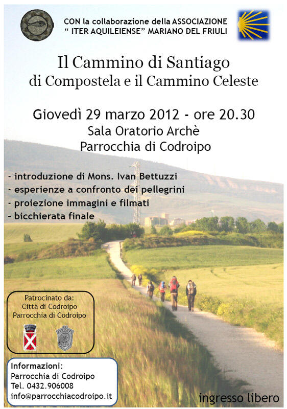 Serata d'autore dal titolo "Il Cammino di Santiago e il Cammino Celeste"