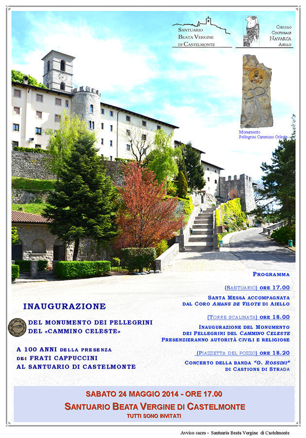 Inaugurazione del monumento dei pellegrini del Cammino Celeste a Castelmonte