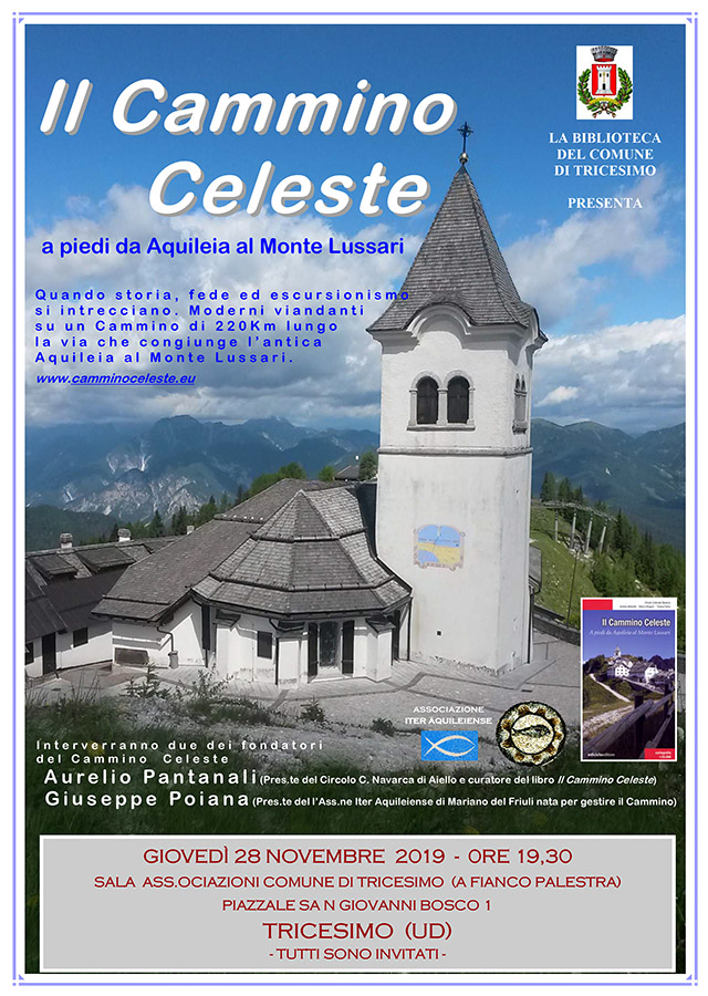 Iniziativa del 27 novembre 2019: presentazione del Cammino Celeste a Tricesimo