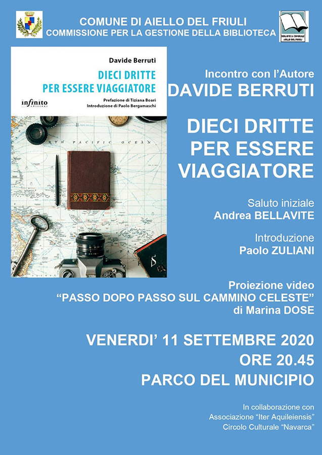 Iniziativa dell'11 settembre 2020: presentazione del libro "Dieci dritte per essere viaggiatori"