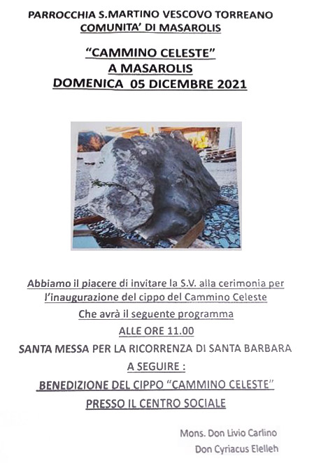 Inaugurazione cippo del Cammino Celeste a Masarolis