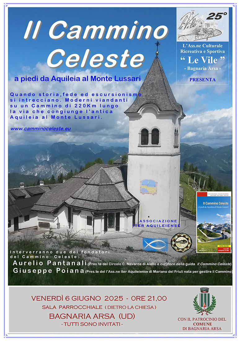Locandina presentazione del Cammino Celeste a Bagnaria